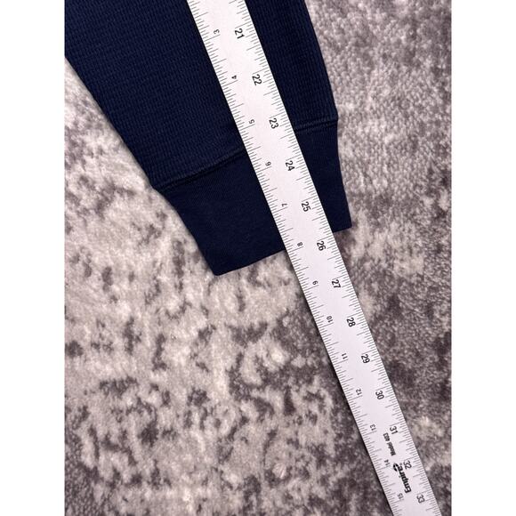 Polo Ralph Lauren Shirt Large Mens Monogram Waffle Thermal Blue Long Sleeve - Picture 5 of 8